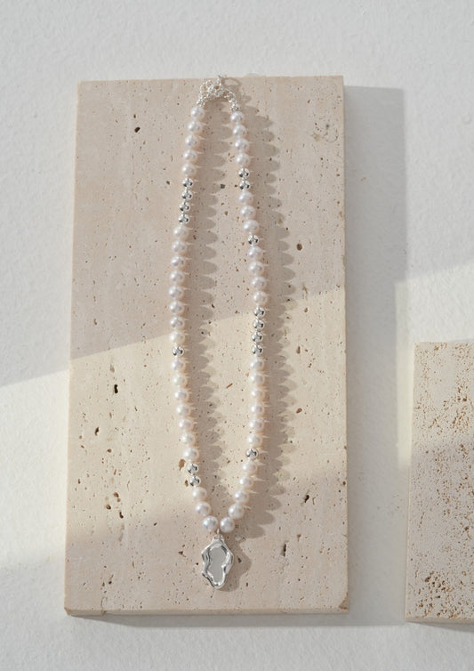 JINBO SERIES CLASSIC SILVER NATURAL PEARL NECKLACE