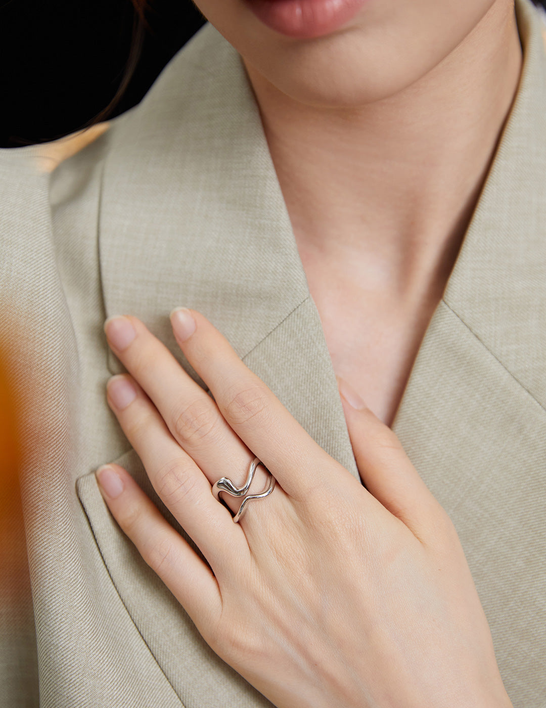 STERLING SILVER GEOMETRIC DOUBLE STACKING RING