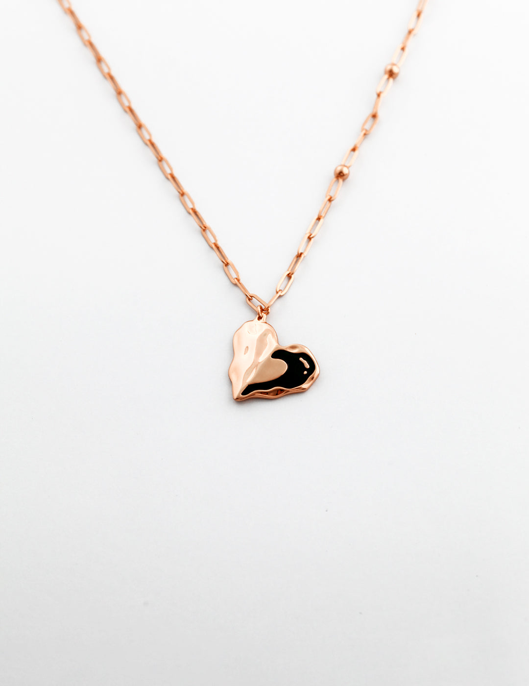 STERLING SILVER TWO TONE HEART NECKLACE