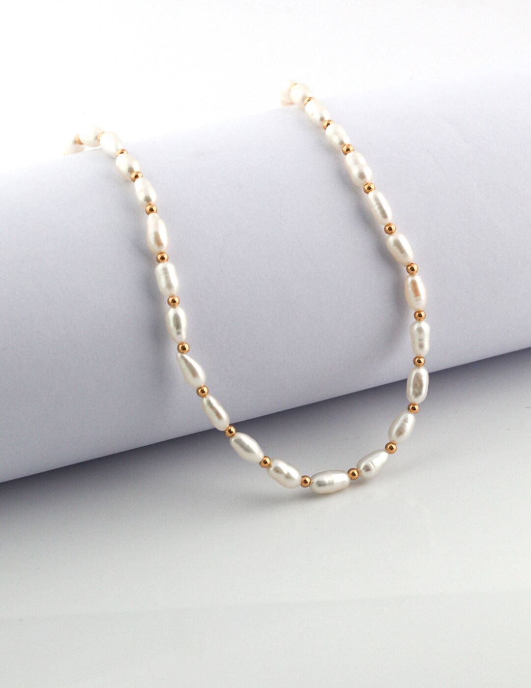 STERLING SILVER SHELL BEADS CLASSIC CHOKER NECKLACE