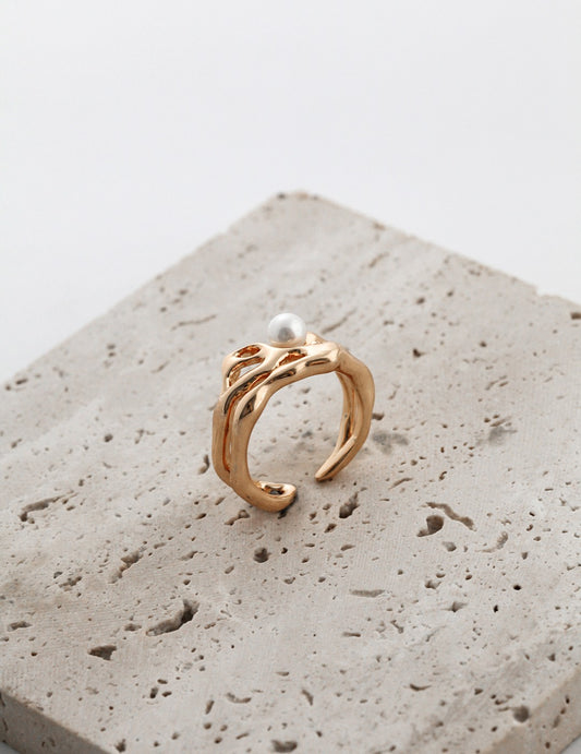 STERLING SILVER PEARL OPEN RING