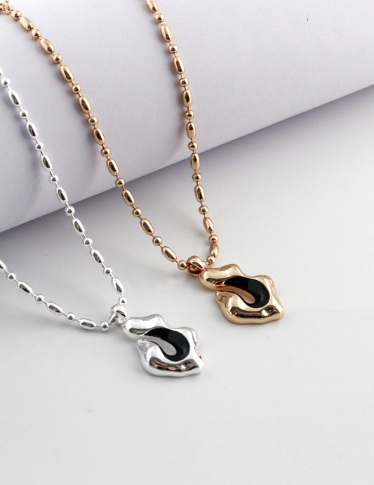 STERLING SILVER DRIP GLAZE TWO-TONE NECKLACE