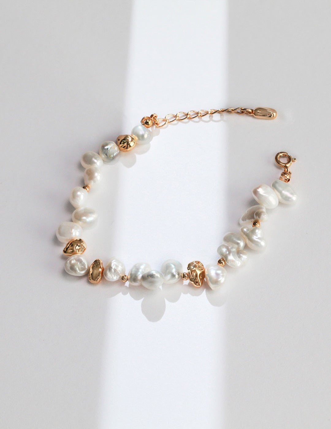 STERLING SILVER NATURAL BAROQUE PEARL BRACELET