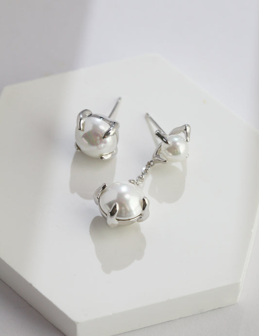 STERLING SILVER SHELL BEAD AB EARRINGS