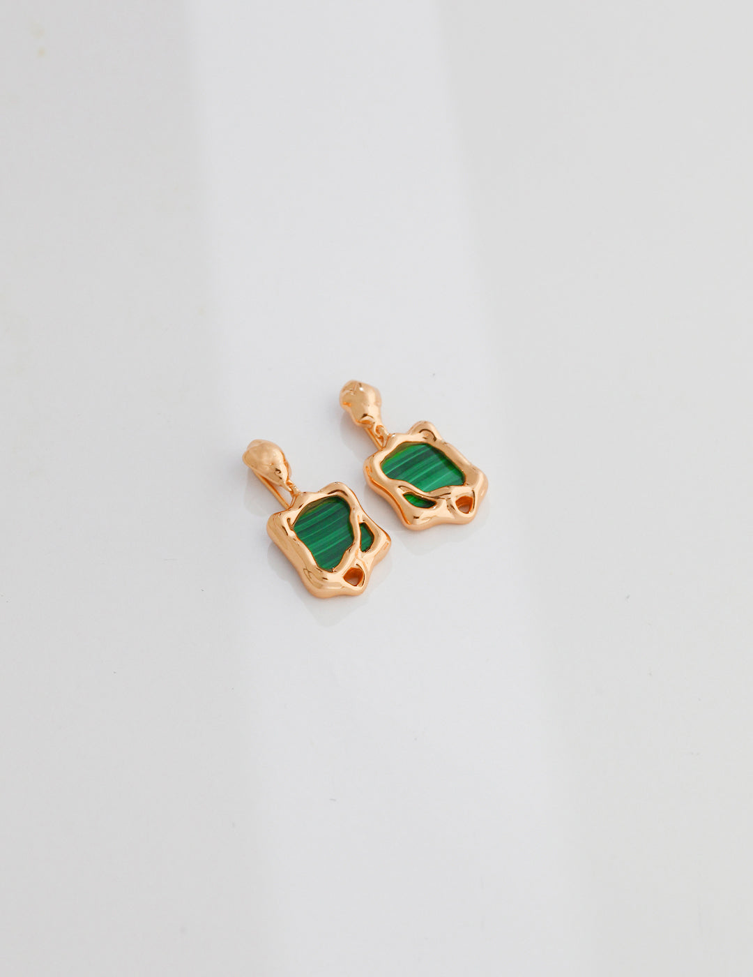 STERLING SILVER MALACHITE DROP STUD EARRINGS