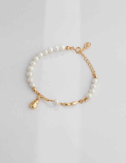 STERLING SILVER PEARL DROP BRACELET