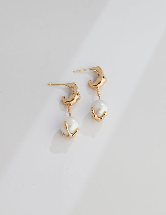 STERLING SILVER NATURAL PEARL EARRINGS