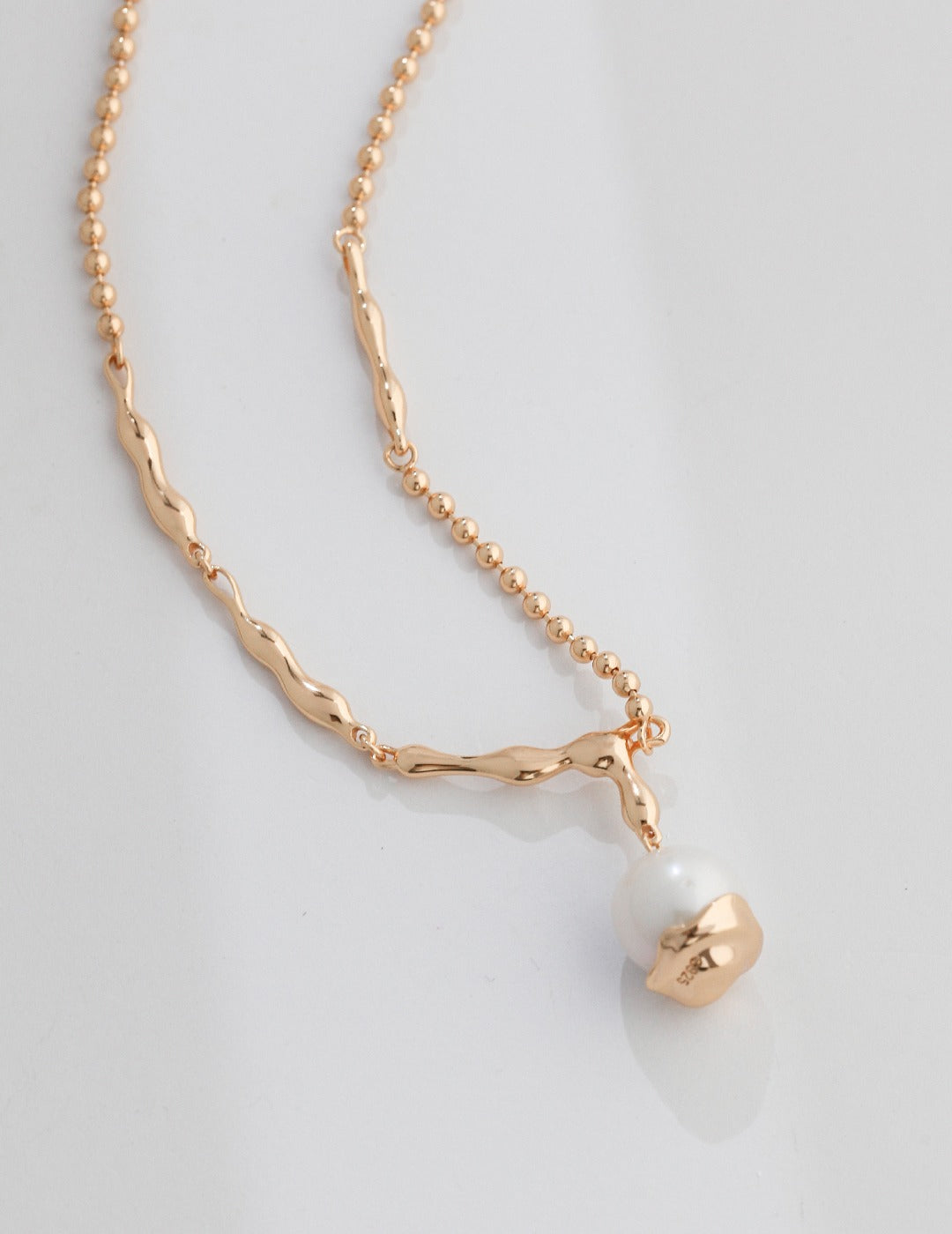 STERLING SILVER NATURAL BAROQUE PEARL NECKLACE