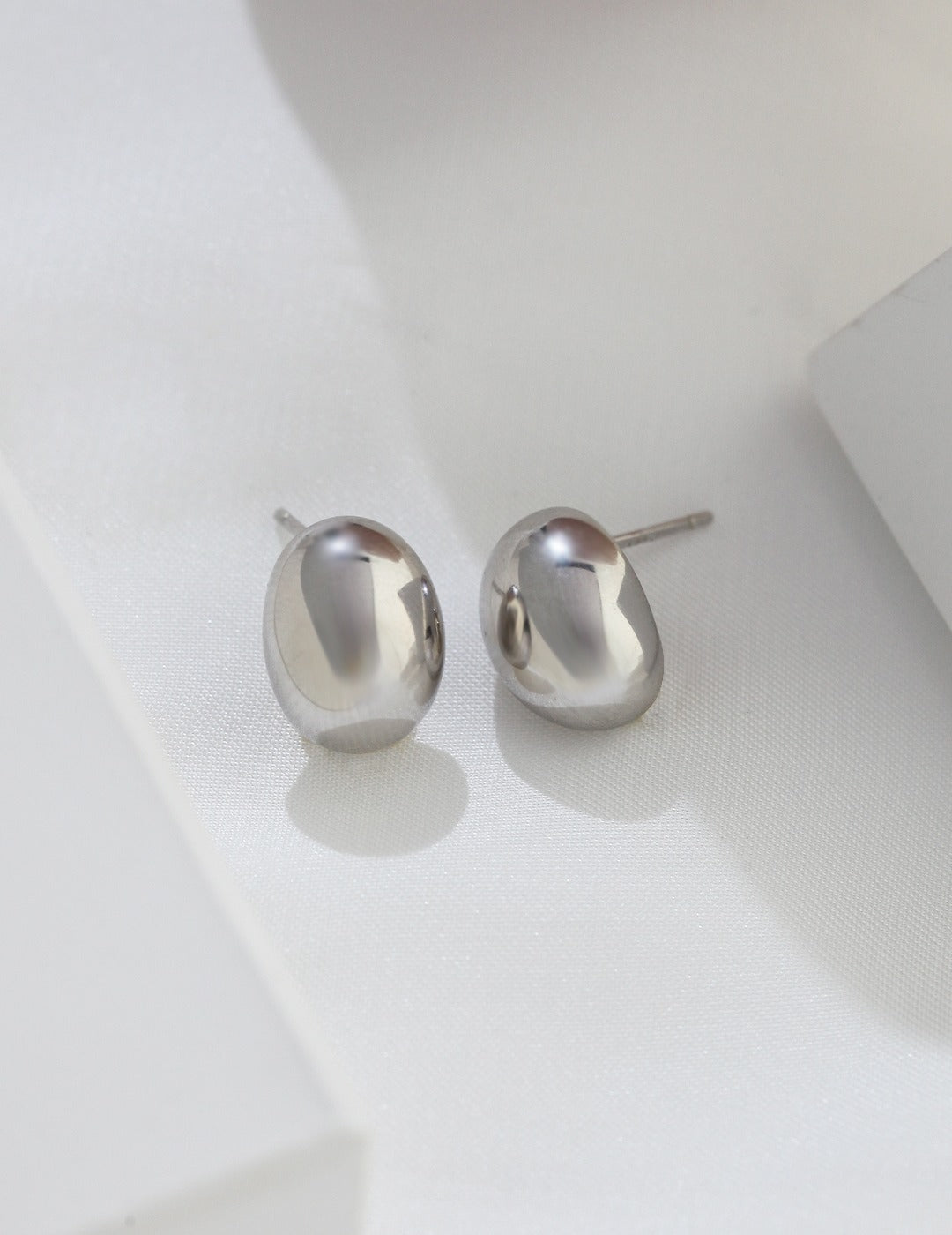 STERLING SILVER SMALL GOLD BEAN EARRINGS