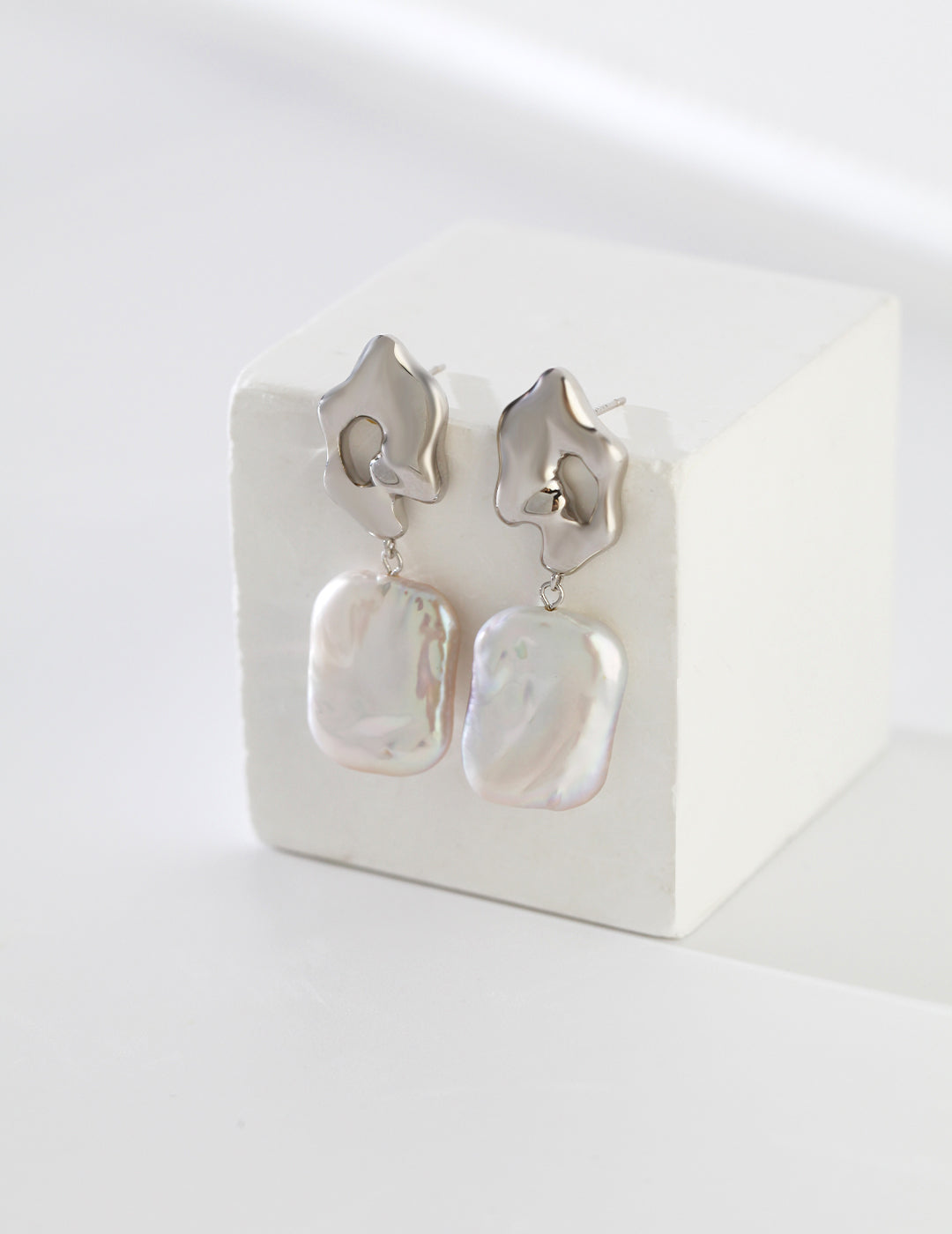 STERLING SILVER BAROQUE PEARL DROP EARRINGS