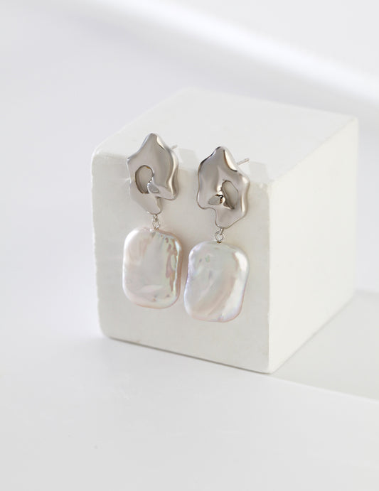 STERLING SILVER BAROQUE PEARL DROP EARRINGS