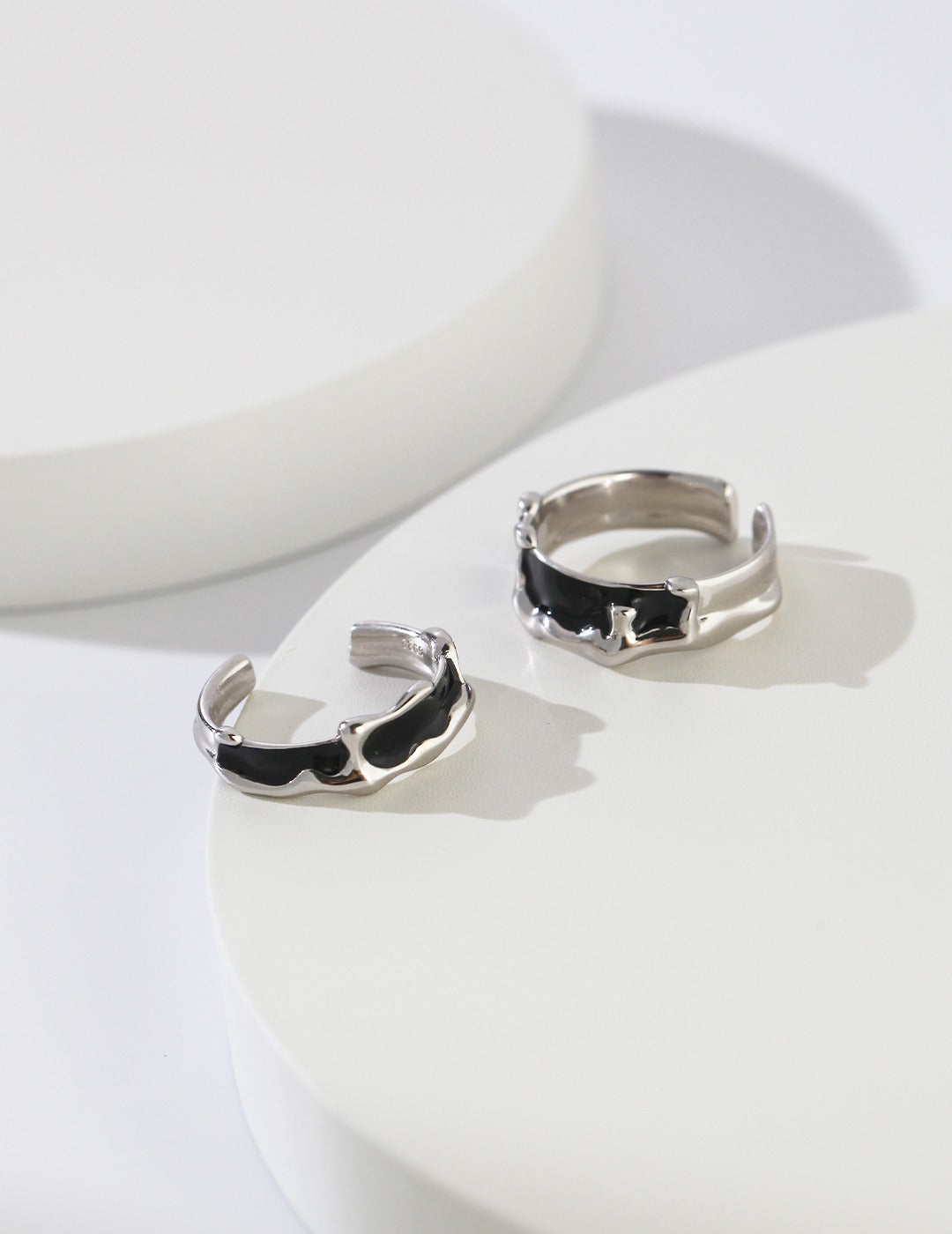 STERLING SILVER DRIP GLAZE COUPLE RINGS