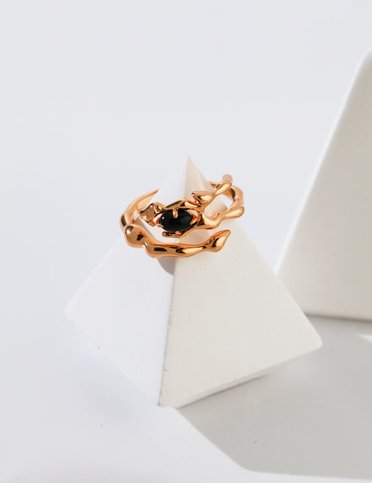 STERLING SILVER AGATE CLAW RING