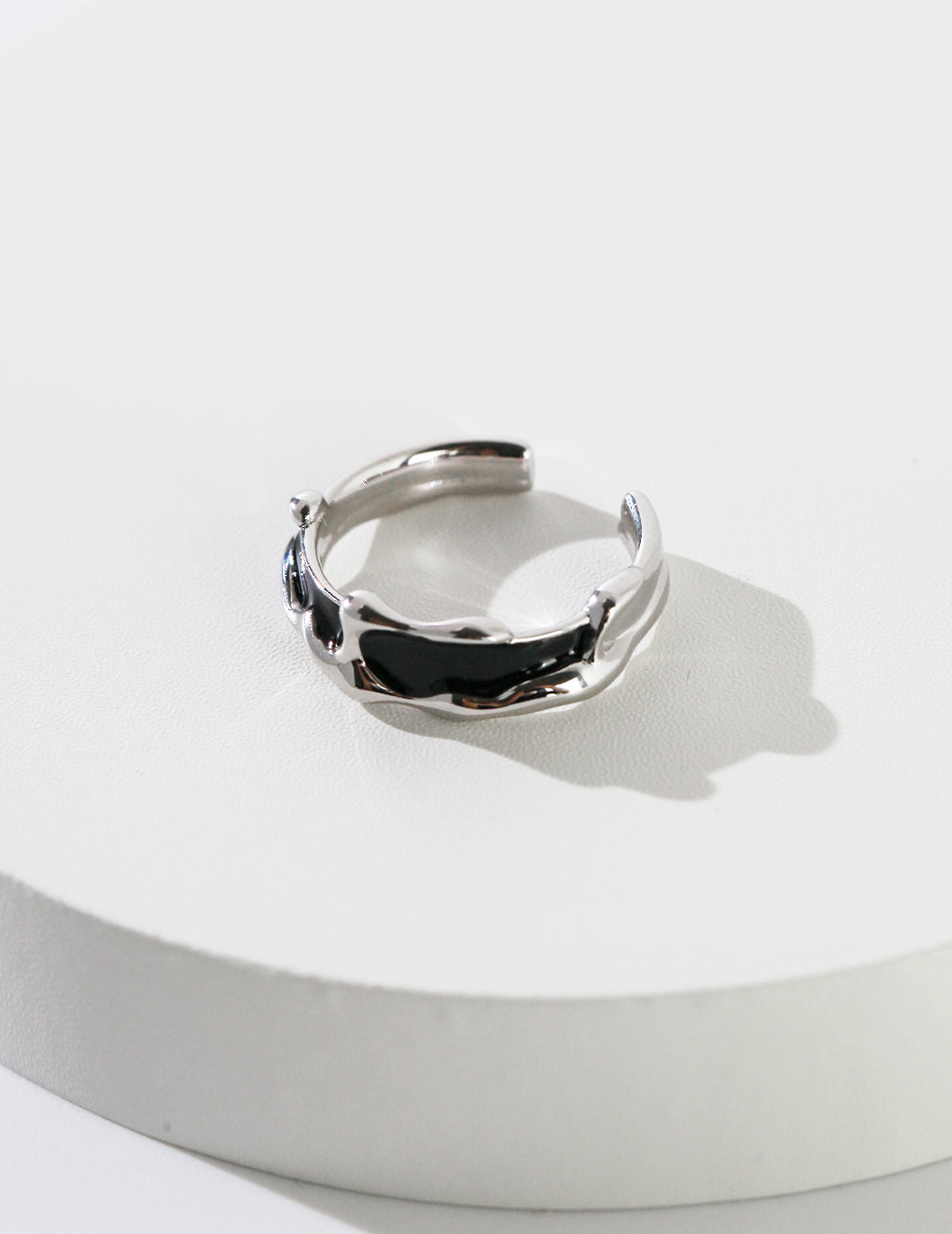 STERLING SILVER DRIP GLAZE TWO TONE OPEN RING - FEMALE