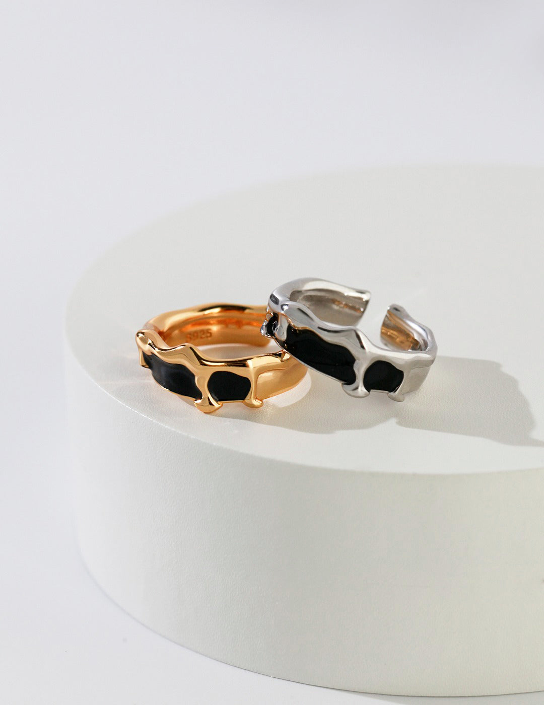 STERLING SILVER DRIP GLAZE COUPLE RINGS