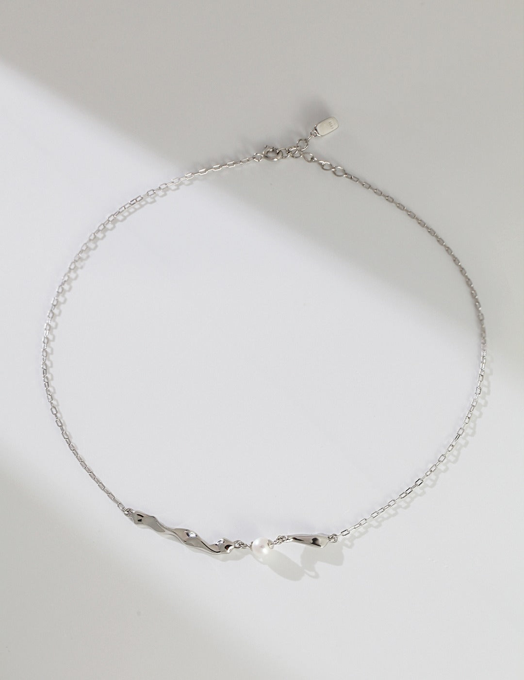 STERLING SILVER PEARL TWISTED NECKLACE