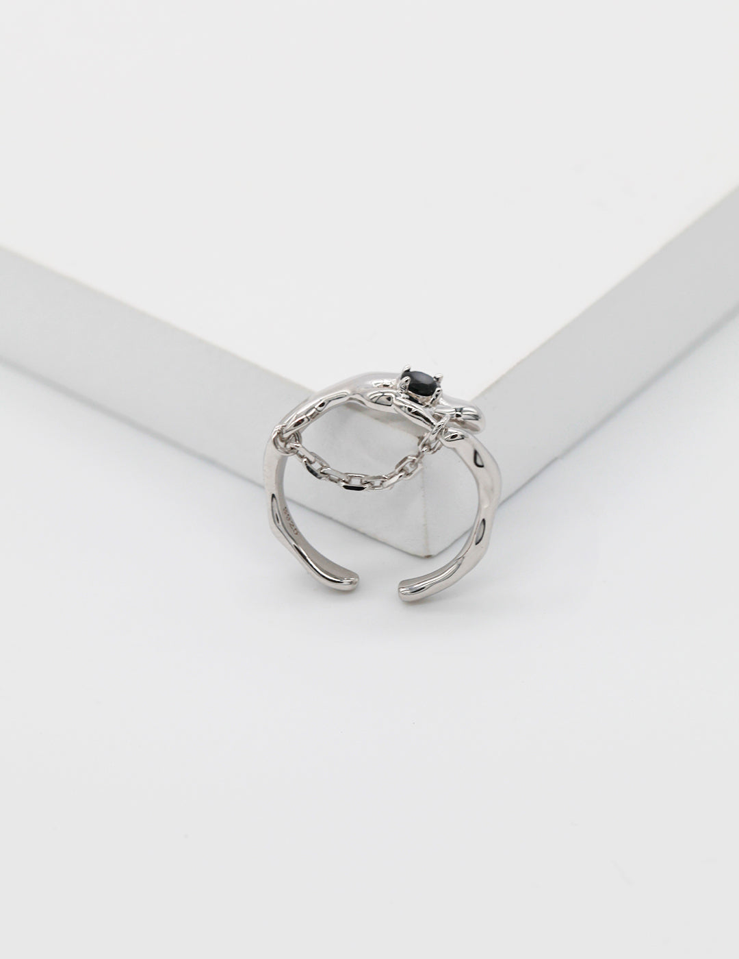 STERLING SILVER ZIRCON DROP CHAIN RING