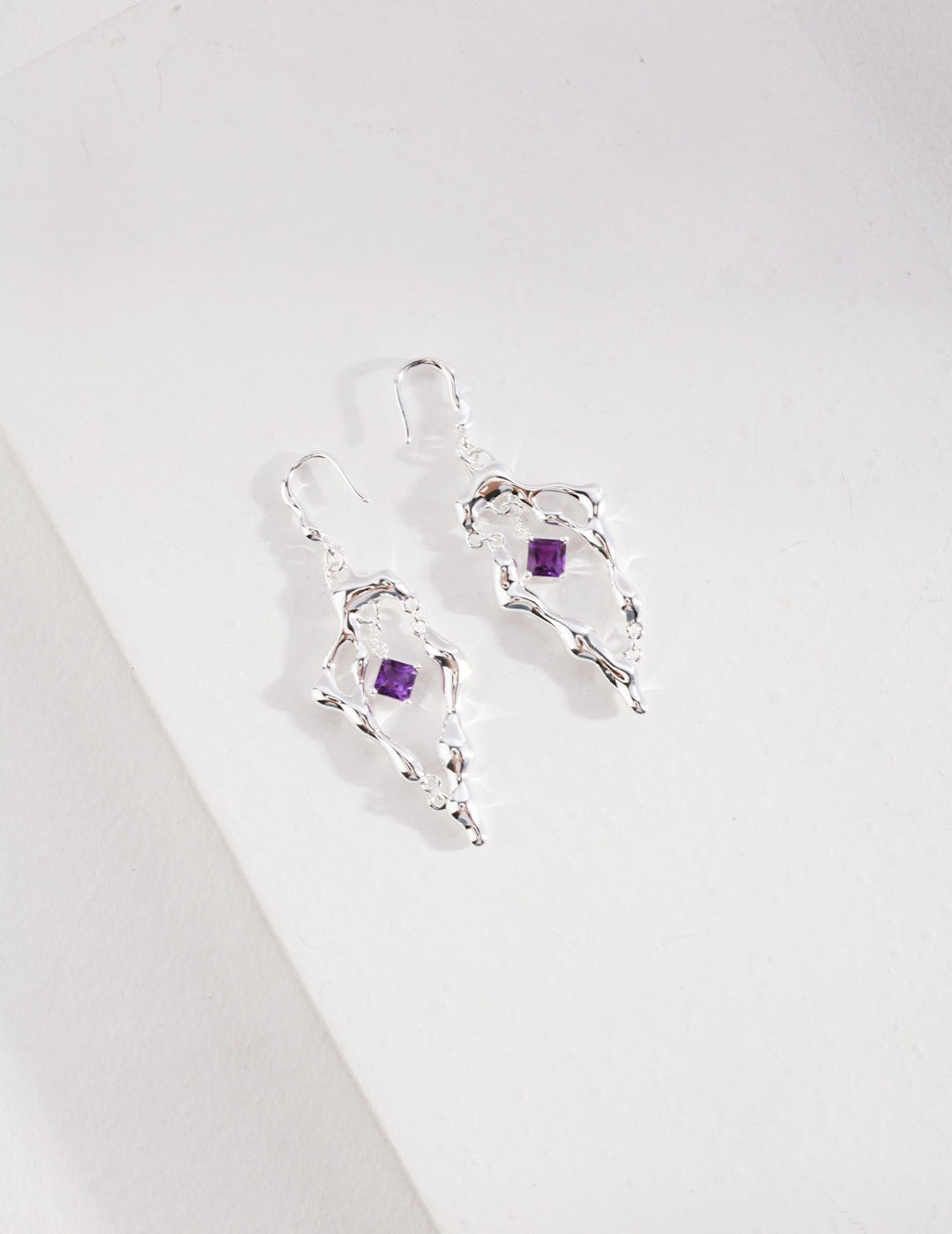 STERLING SILVER AMETHYST EARRINGS