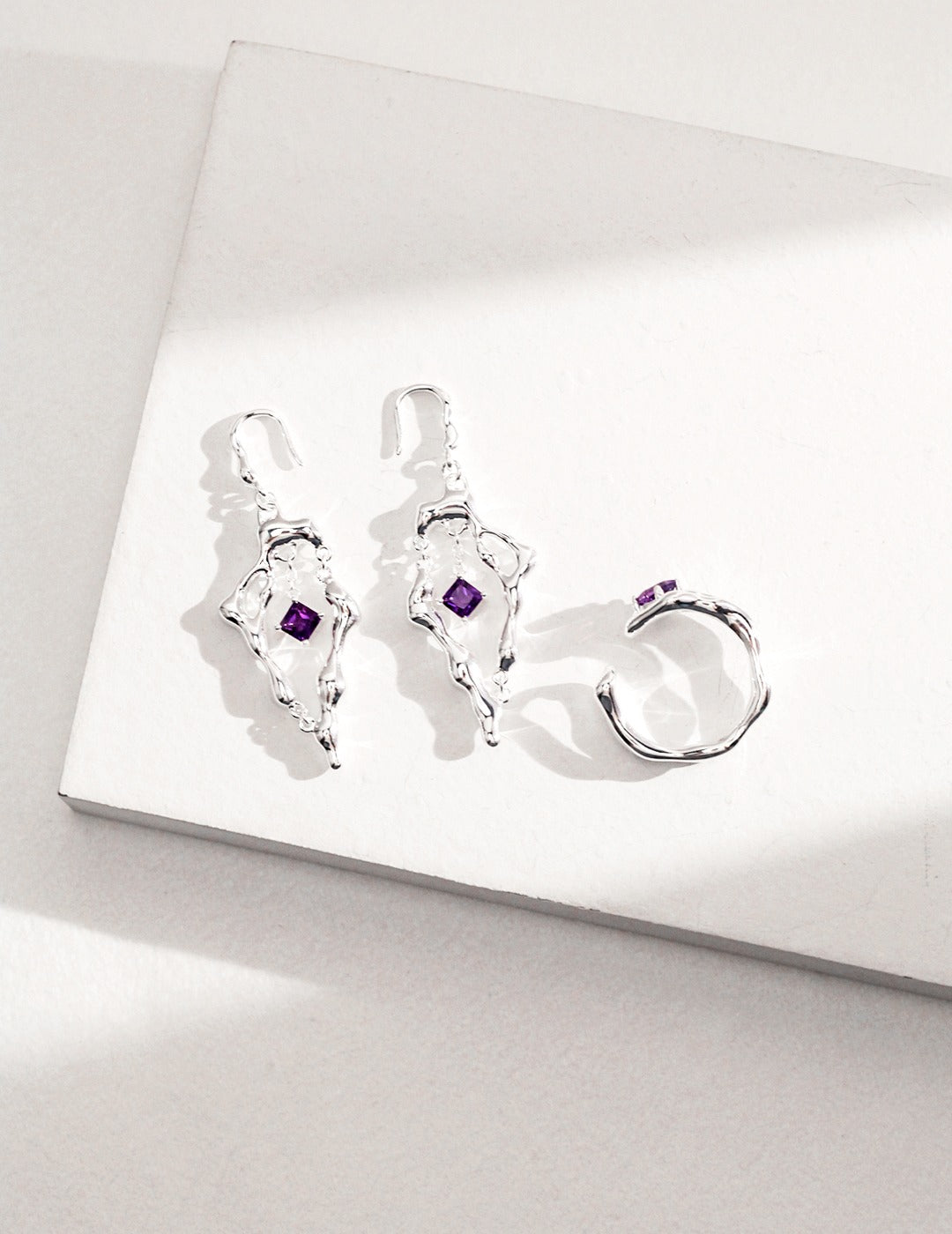 STERLING SILVER AMETHYST EARRINGS