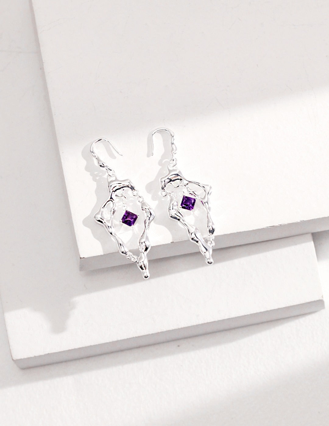 STERLING SILVER AMETHYST EARRINGS