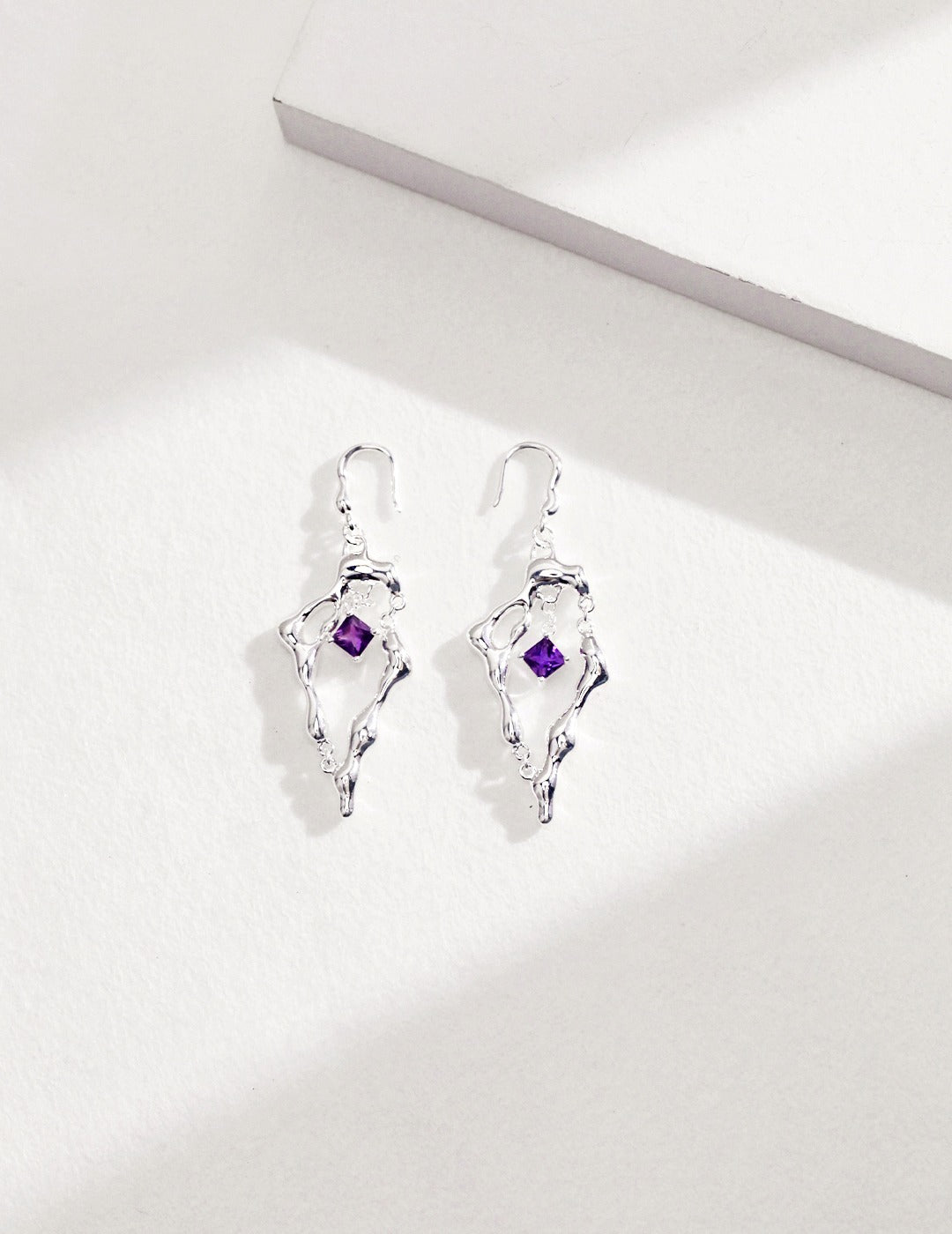 STERLING SILVER AMETHYST EARRINGS