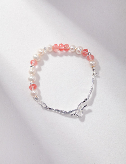 STERLING SILVER GEMSTONE PEARL BRACELET