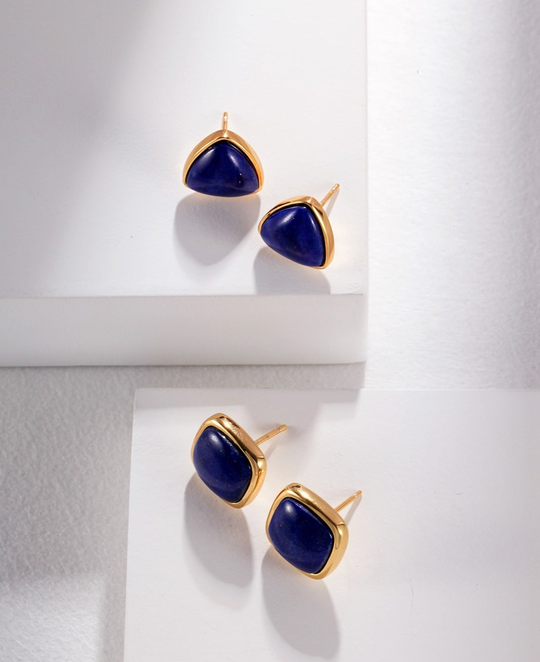 STERLING SILVER NATURAL LAPIS LAZULI SQUARE EARRINGS