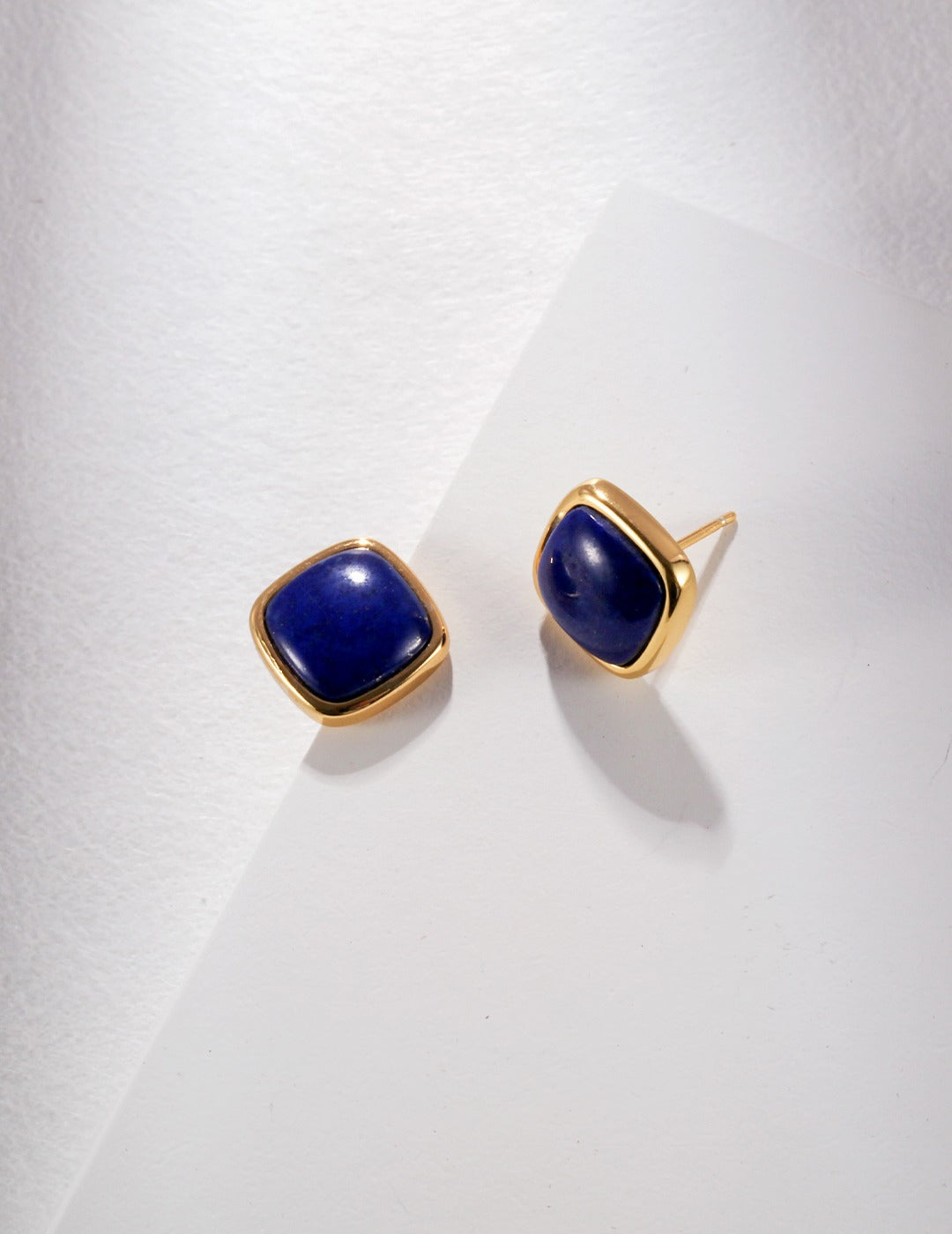 STERLING SILVER NATURAL LAPIS LAZULI SQUARE EARRINGS