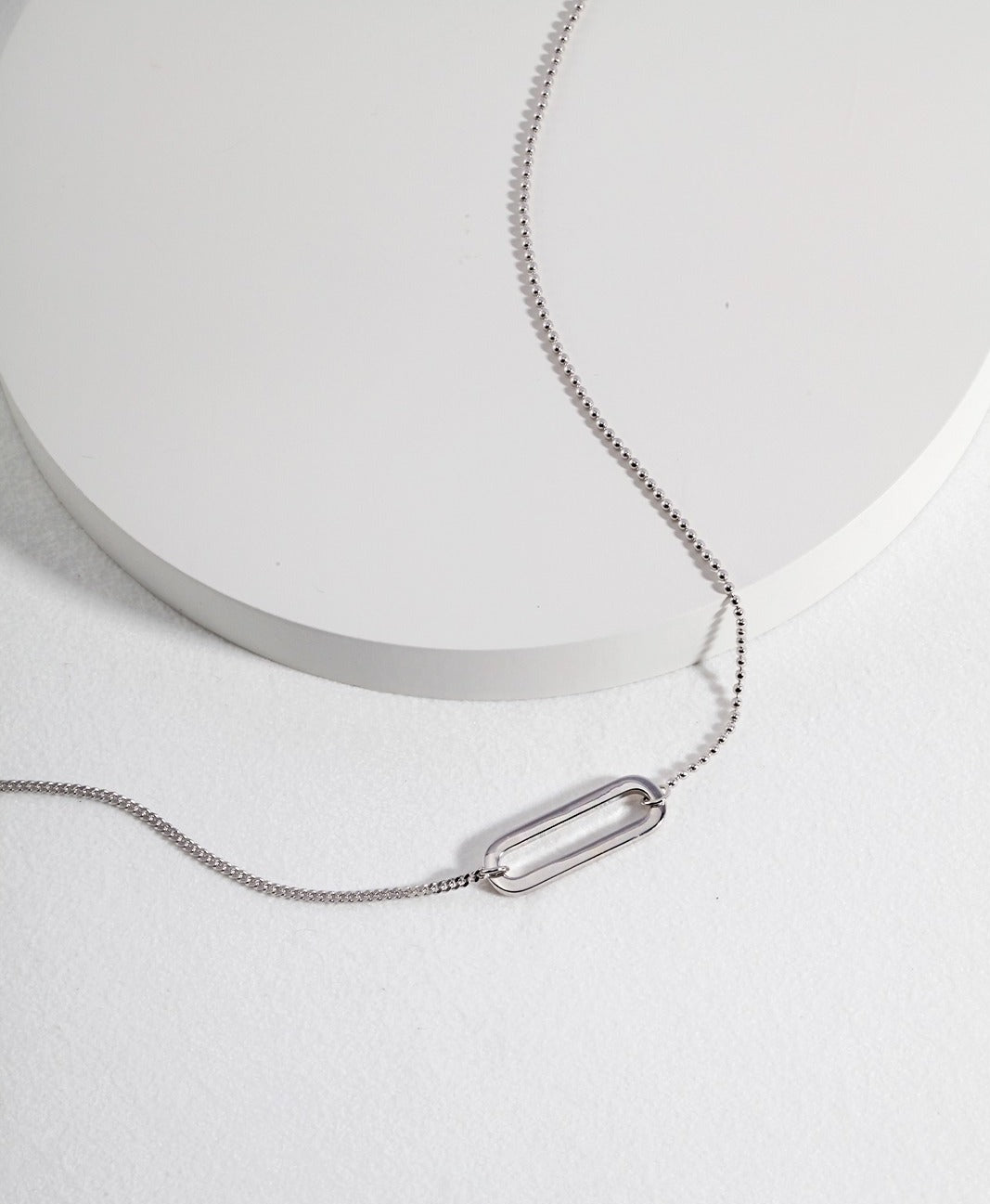 STERLING SILVER OVAL STACKING NECKLACE