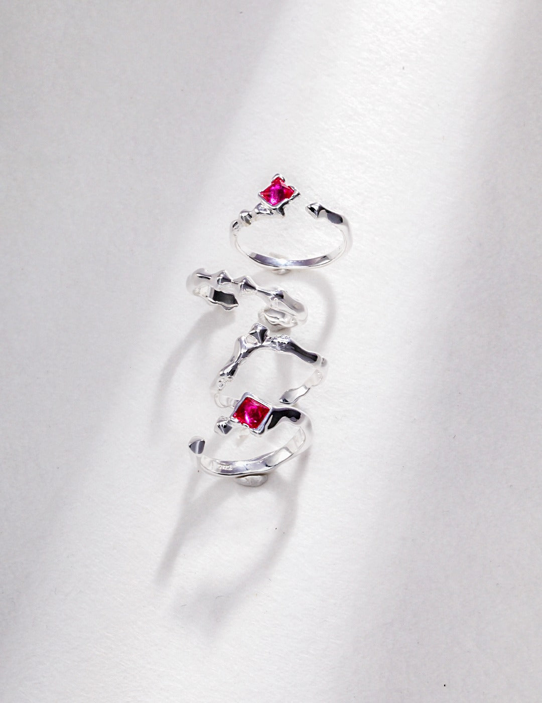 VERSATILE STACKING RINGS WITH TEETH DESIGN IN STERLING SILVER