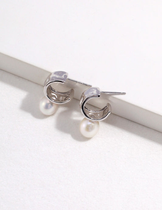 STERLING SILVER PEARL HUGGIES