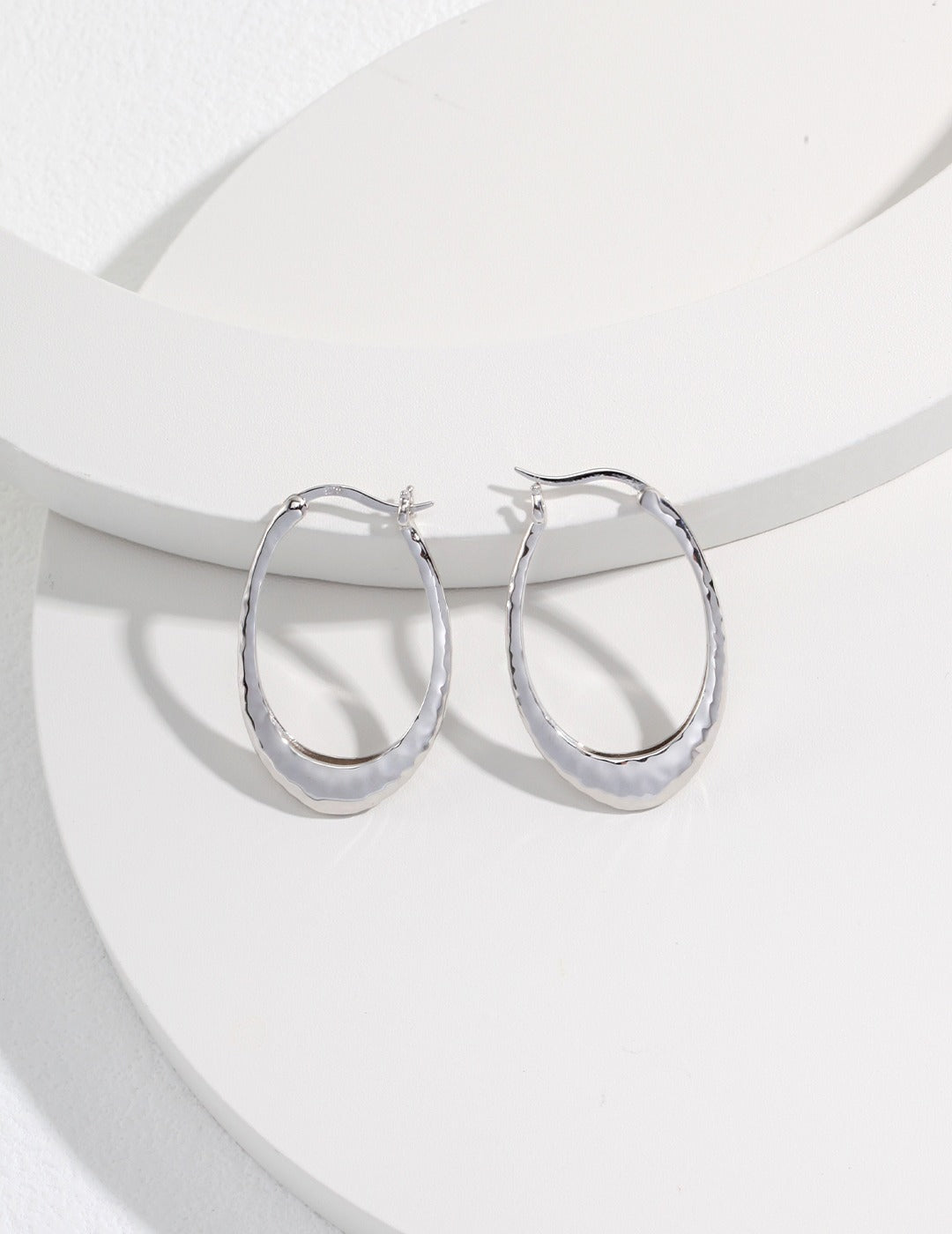 STERLING SILVER OVAL HOOP EARRINGS