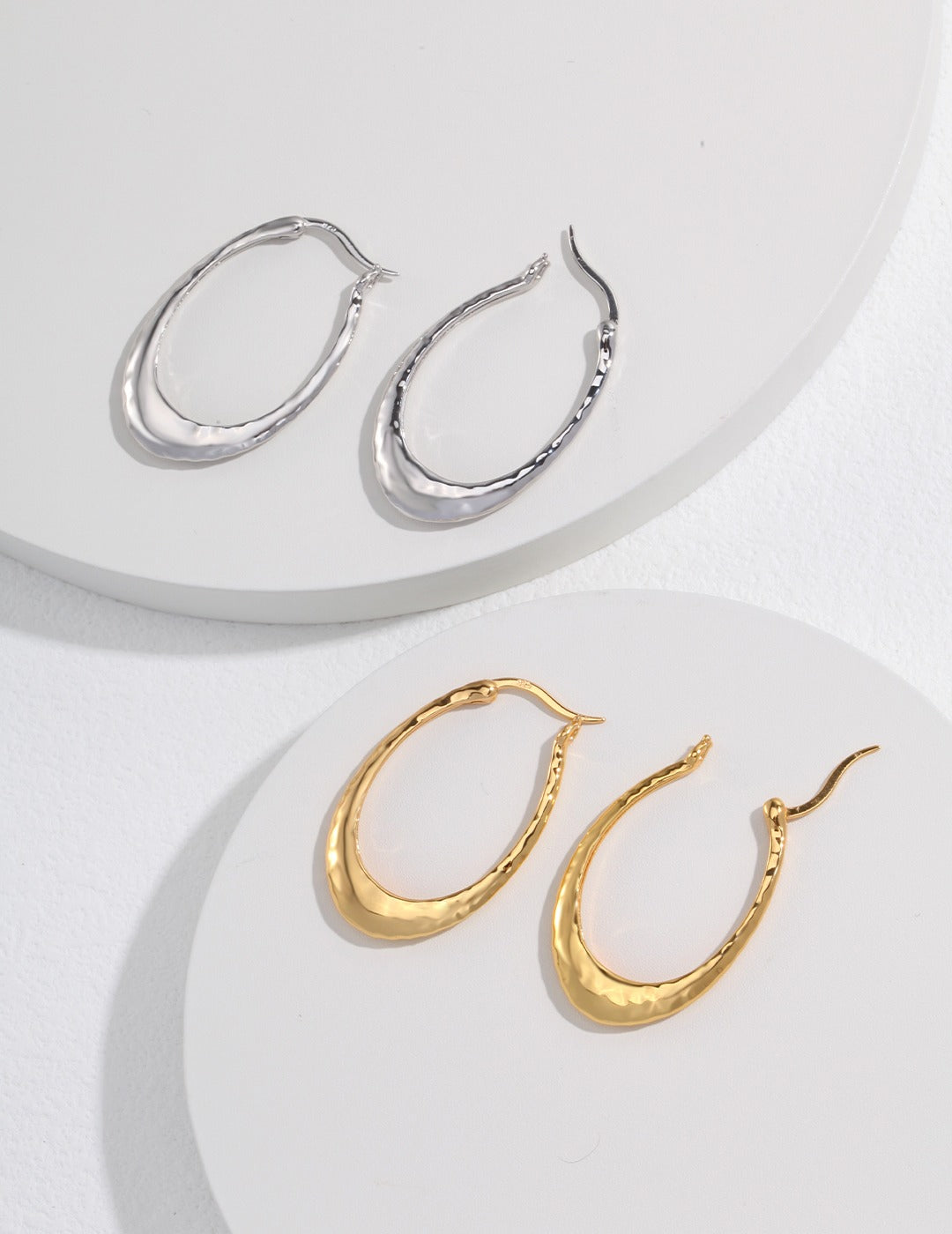 STERLING SILVER OVAL HOOP EARRINGS