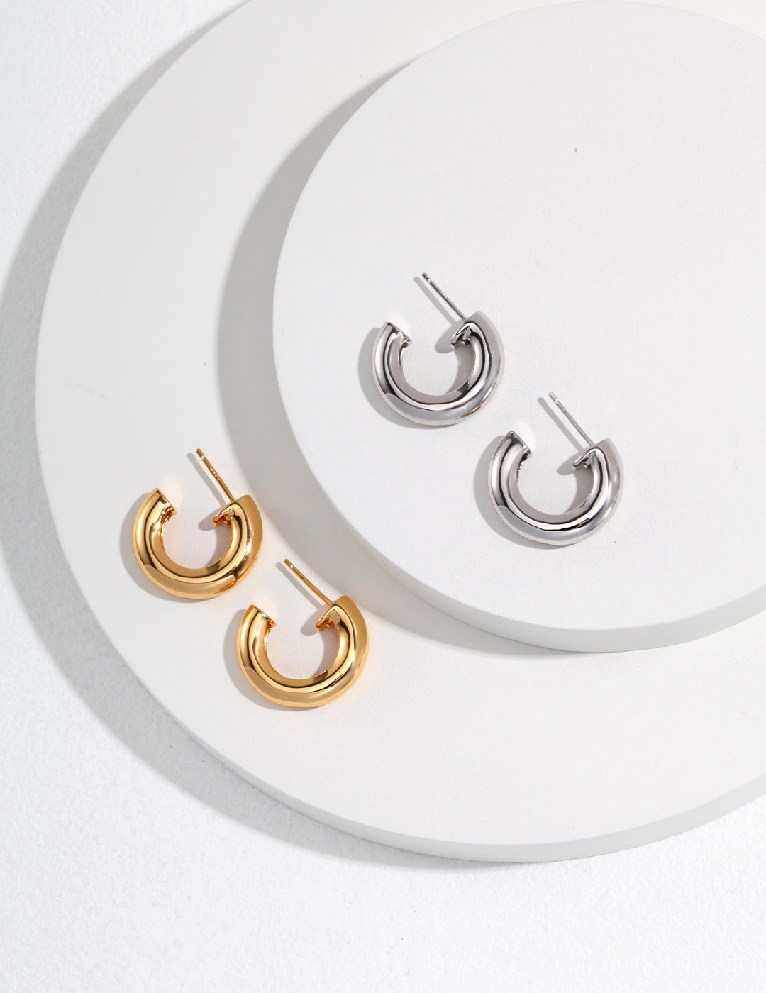 STERLING SILVER CHUBBY OPEN HOOP EARRINGS