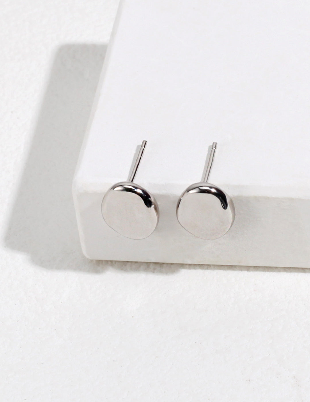 STERLING SILVER BEAN STUD EARRINGS