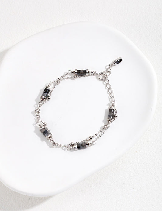 STERLING SILVER GEMSTONE CHAIN BRACELET