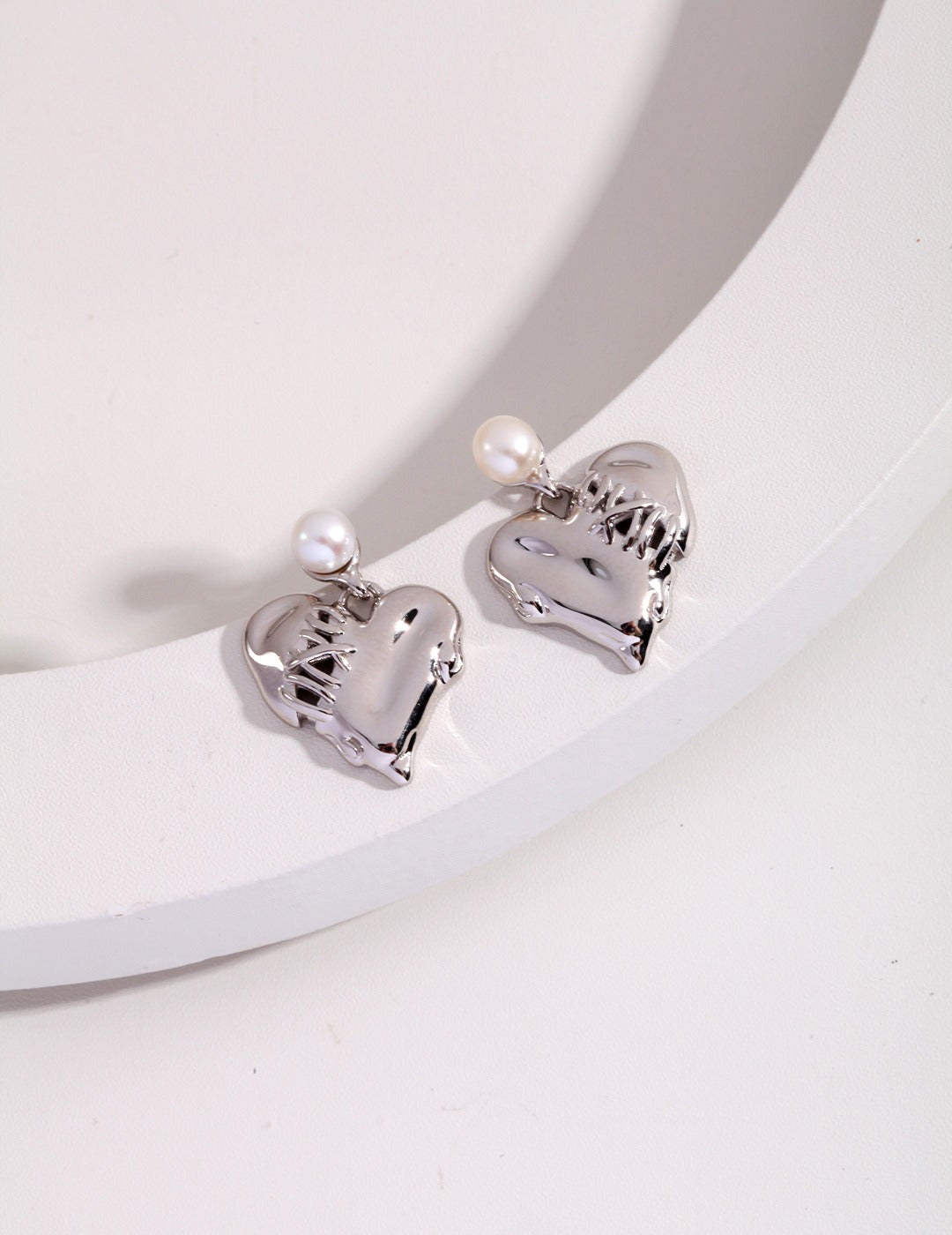 LOVE STITCHES SERIES STERLING SILVER HEART EARRINGS