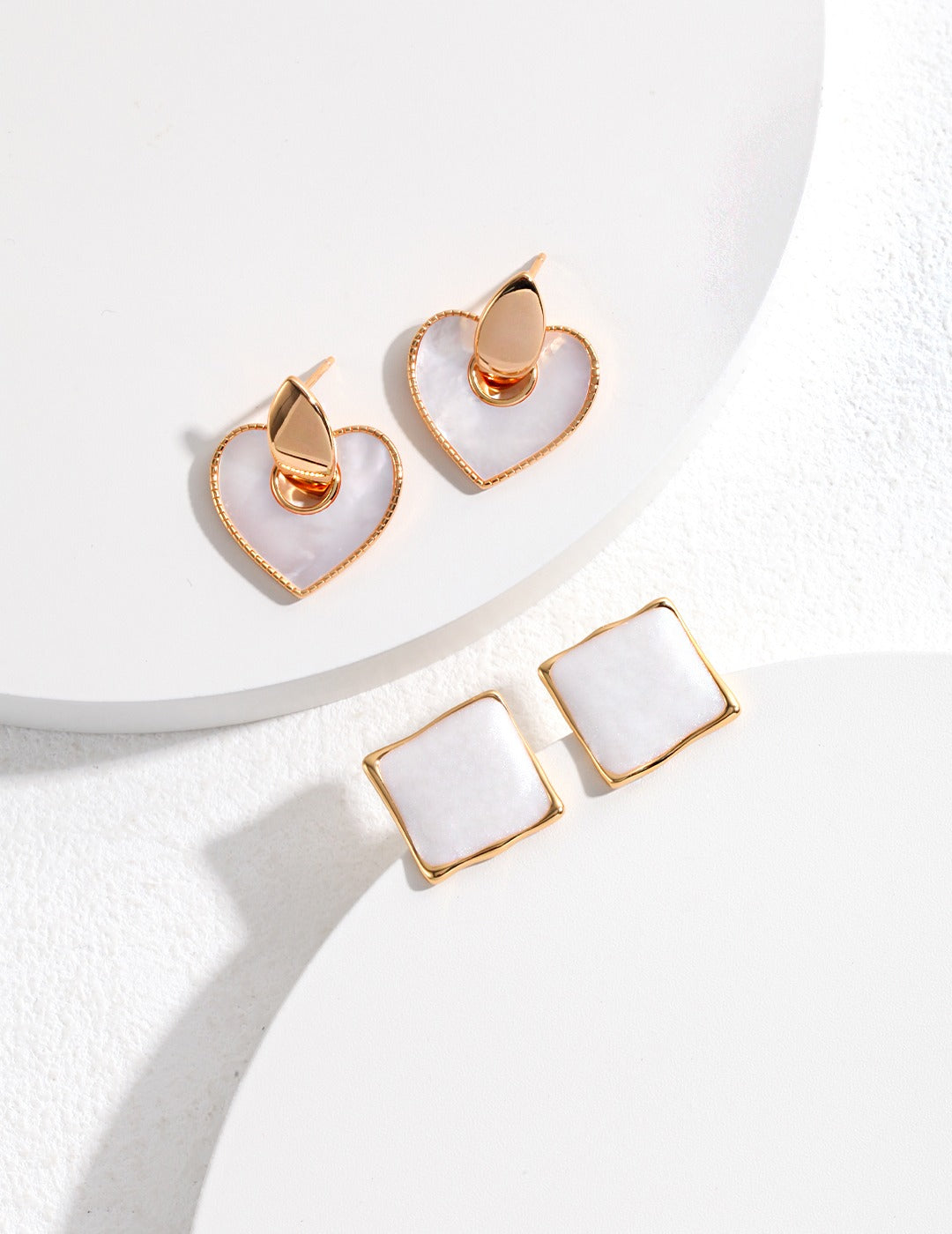 MINIMALIST CREAM DRIP GLAZE SQUARE STUD EARRINGS