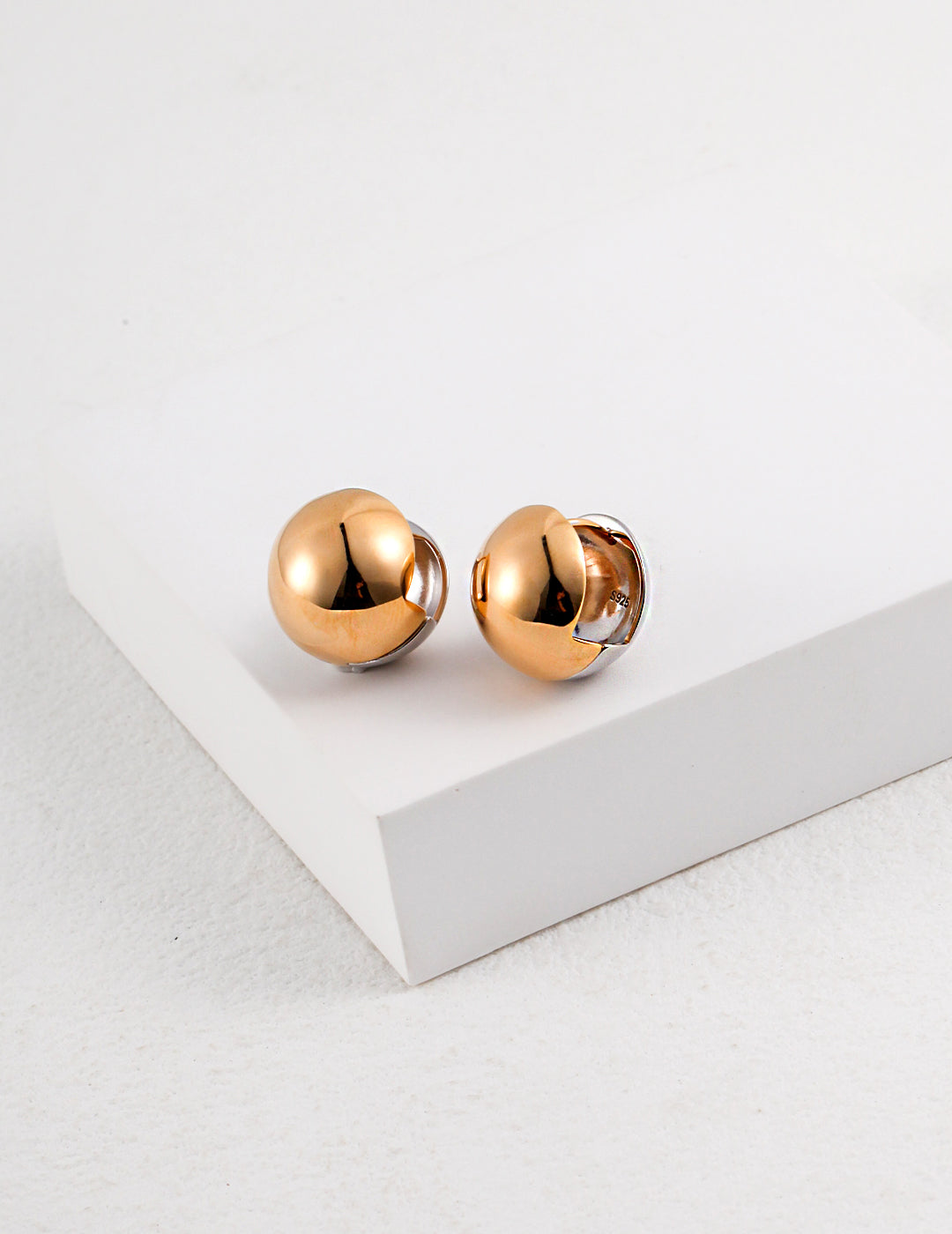 STERLING SILVER TWO TONE EARRINGS