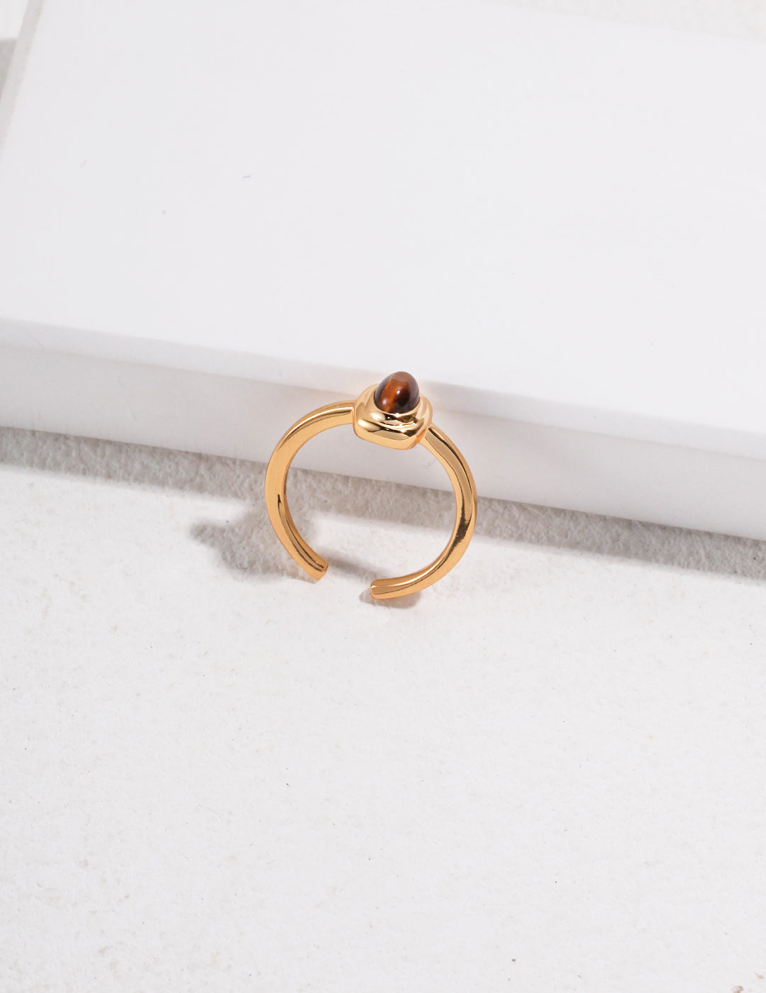 STERLING SILVER TIGER EYE STONE STACKING OPEN RING