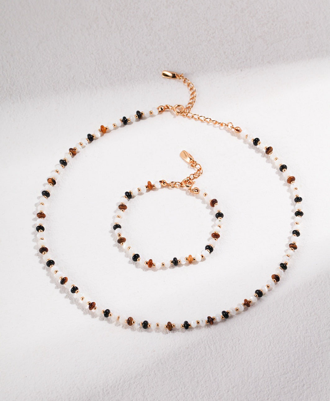 STERLING SILVER TIGER EYE STACKING NECKLACE