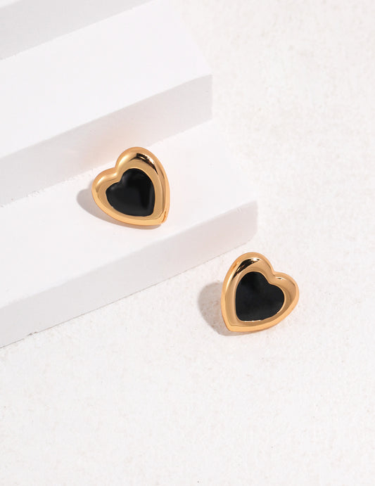 STERLING SILVER TWO TONE LOVE STUD EARRINGS