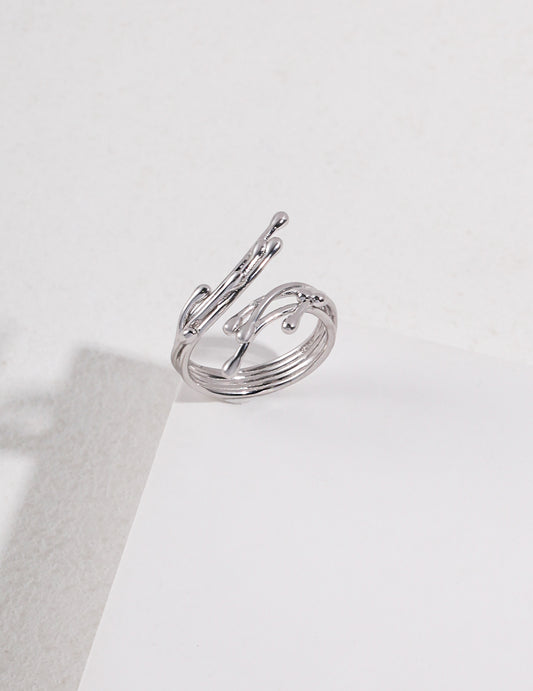 STERLING SILVER BRANCH CROSSOVER RING