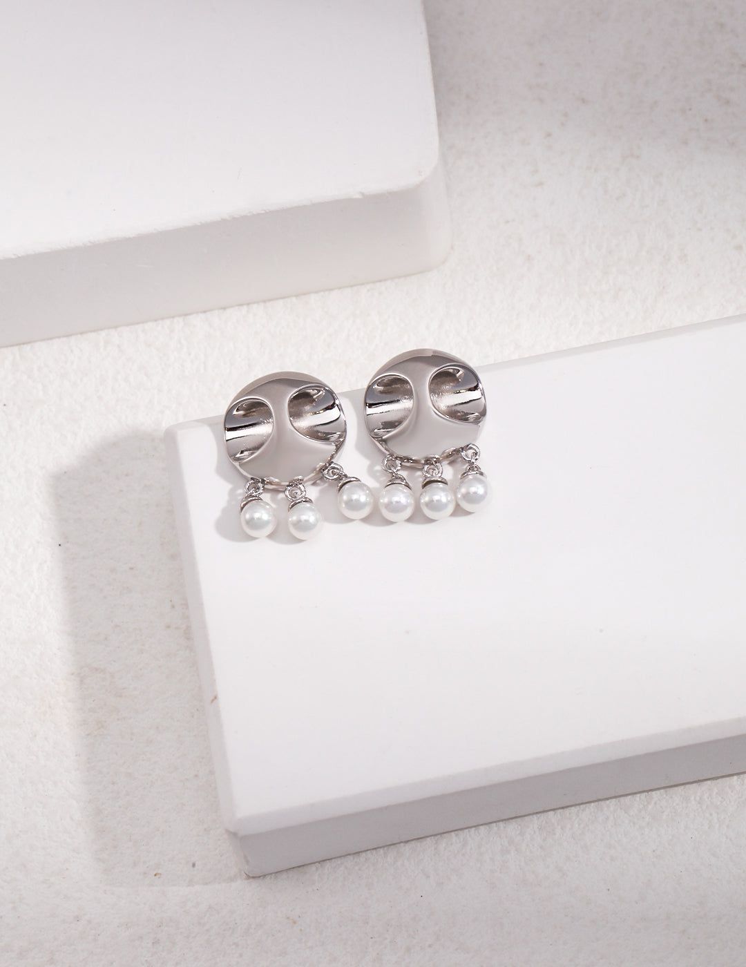 STERLING SILVER SHELL DROP STUD EARRINGS