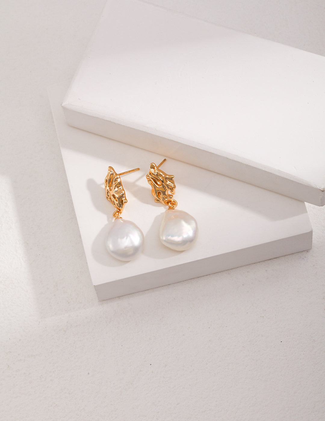 NATURAL BAROQUE PEARL STERLING SILVER EARRINGS