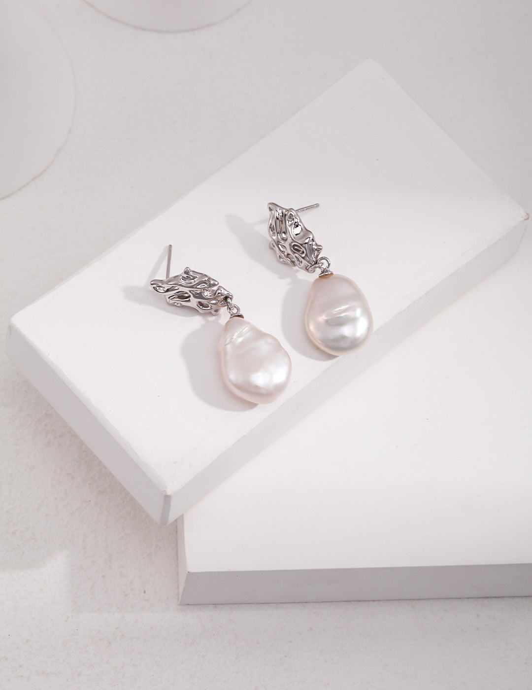 NATURAL BAROQUE PEARL STERLING SILVER EARRINGS