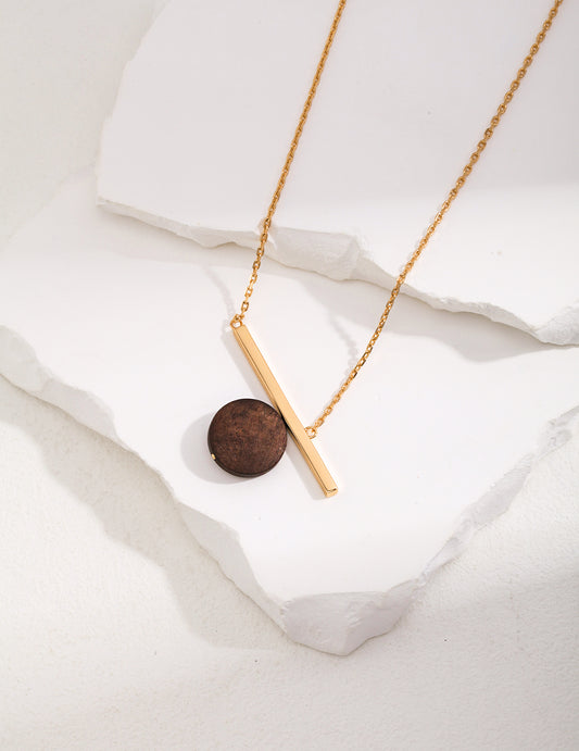 STERLING SILVER WOOD PENDANT NECKLACE