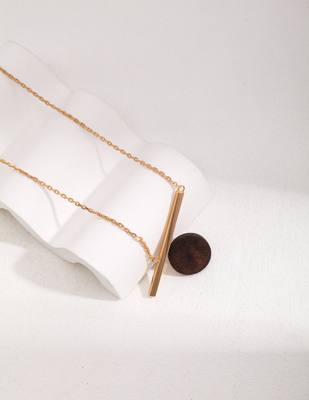 STERLING SILVER WOOD PENDANT NECKLACE