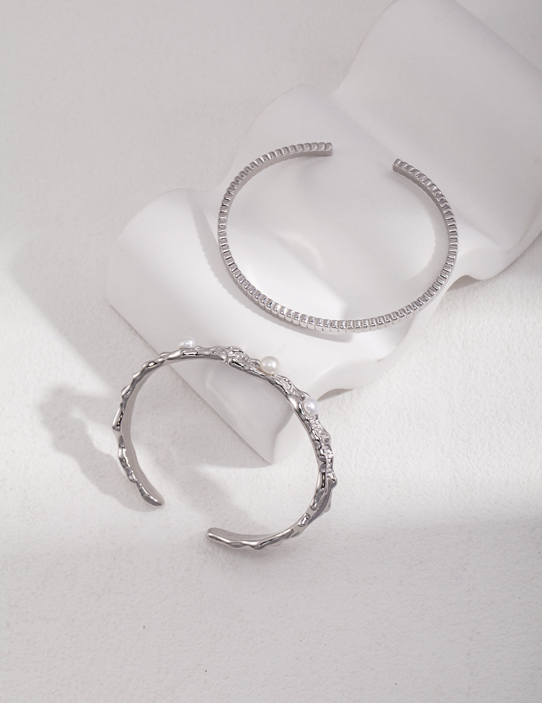 STERLING SILVER THREADED CUFF BRACELET