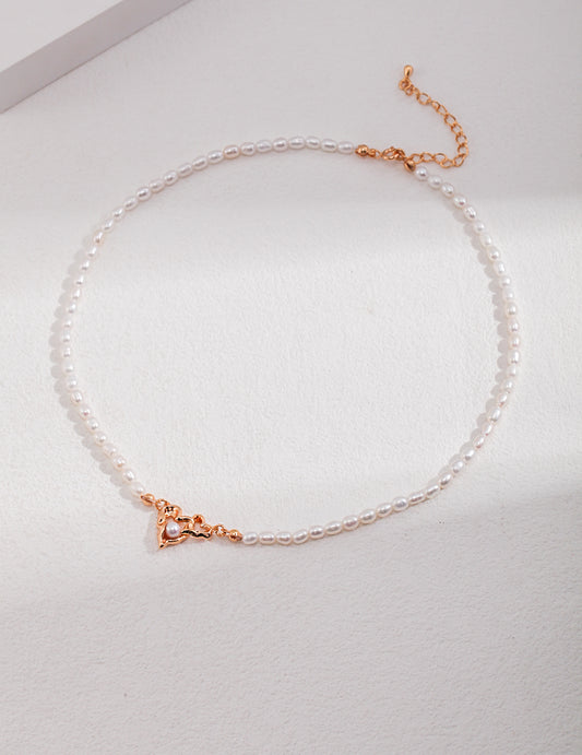 STERLING SILVER LOVE INTERTWINED NATURAL PEARL NECKLACE